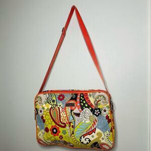 Hadaki Women's Paisley Colorful Floral Print Messenger Crossbody Bag